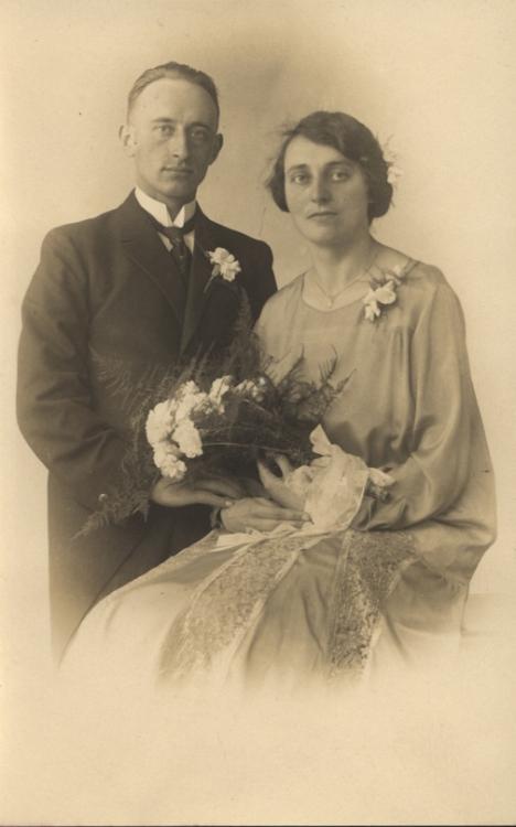 Trouwfoto 1926 Arie Jan Porte (1897-1988) en Hilda Duijne (1901-1988)